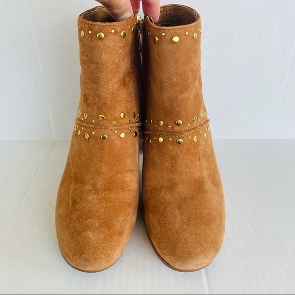 SAM EDELMAN Ankle Booties Chandler Zip Saddle Suede Heel Leather Boots Size:6.5 - Picture 6 of 9